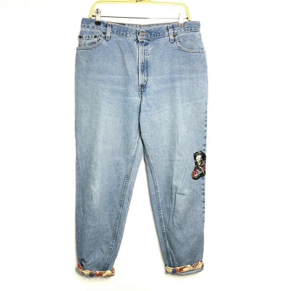 Levi's Vintage 90s Upcycled 550 Jeans Beatty Boop Relaxed Fit Tapered USA W 32